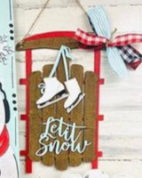 Let it Snow Sled Wooden Door Hanger