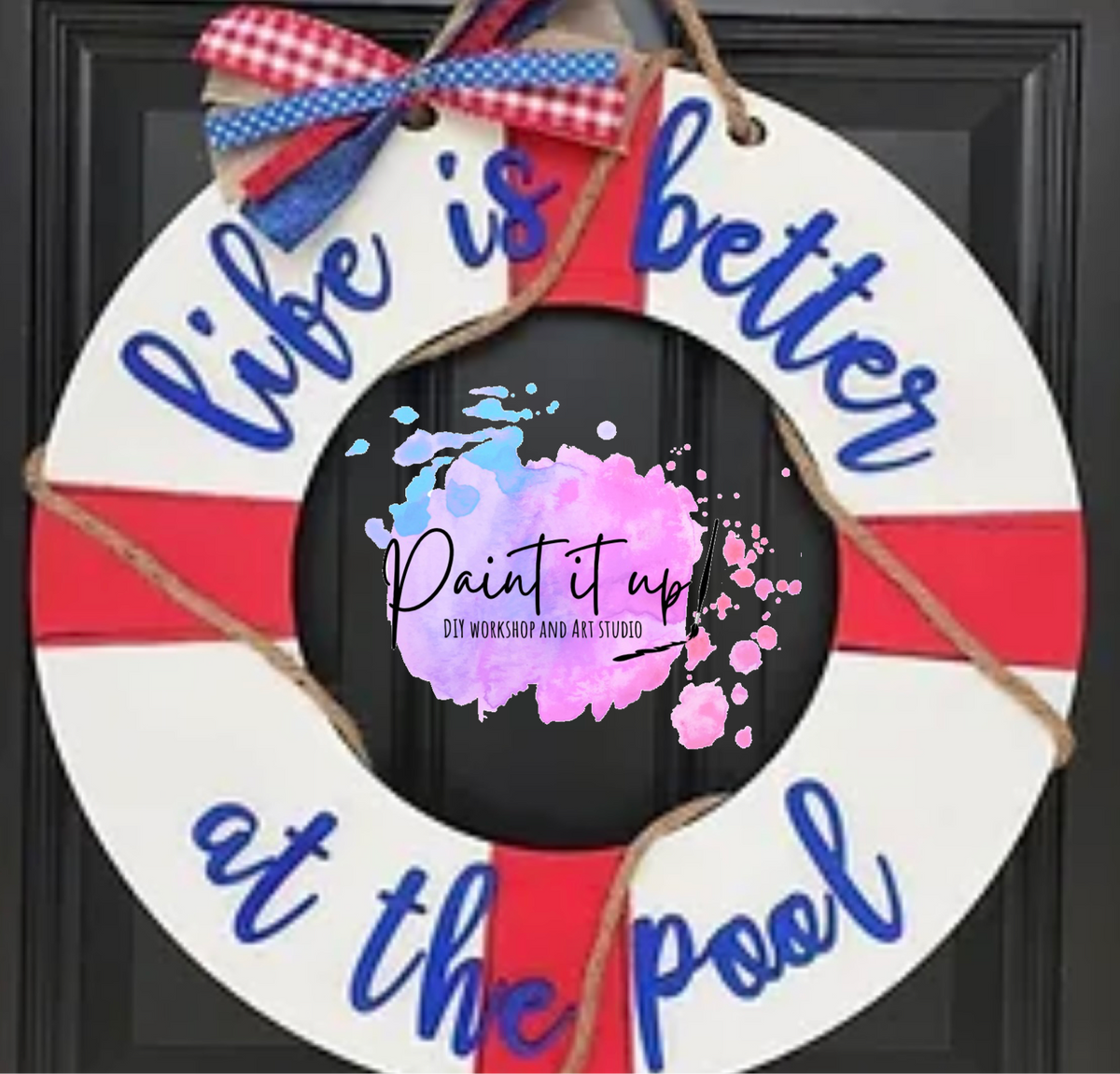 Life Preserver Pool Wooden Door Hanger – Paint it up!