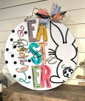 Happy Easter Bold Bunny Wooden Door Hanger