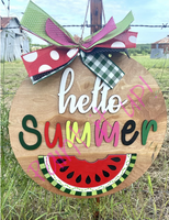 Watermelon Summer Wooden Door Hanger