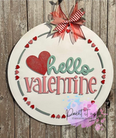 Simple Hello Valentine Wooden Door Hanger