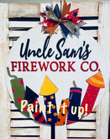 Uncle Sam’s Fireworks Wooden Door Hanger