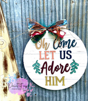 Adore Him Christmas Wooden Door Hanger