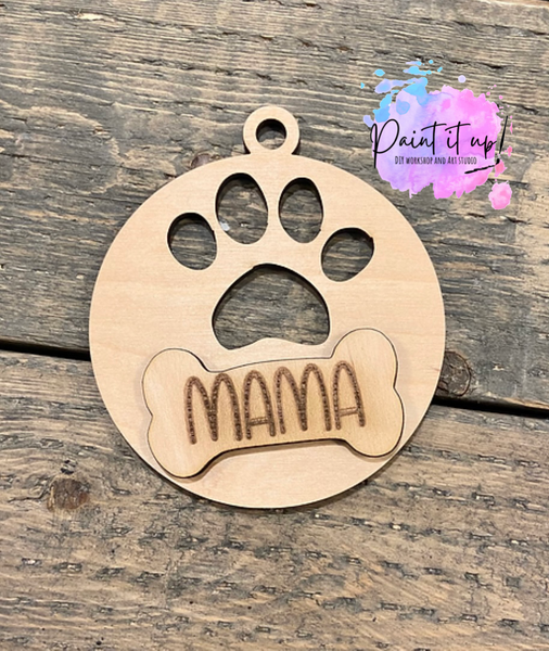 Dog Paw Mama Ornament-Bag Tag-Car Charm
