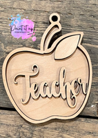 Teacher Apple Ornament-Bag Tag-Car Charm