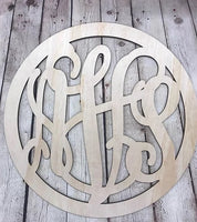 Monogram Circle Wooden Door Hanger