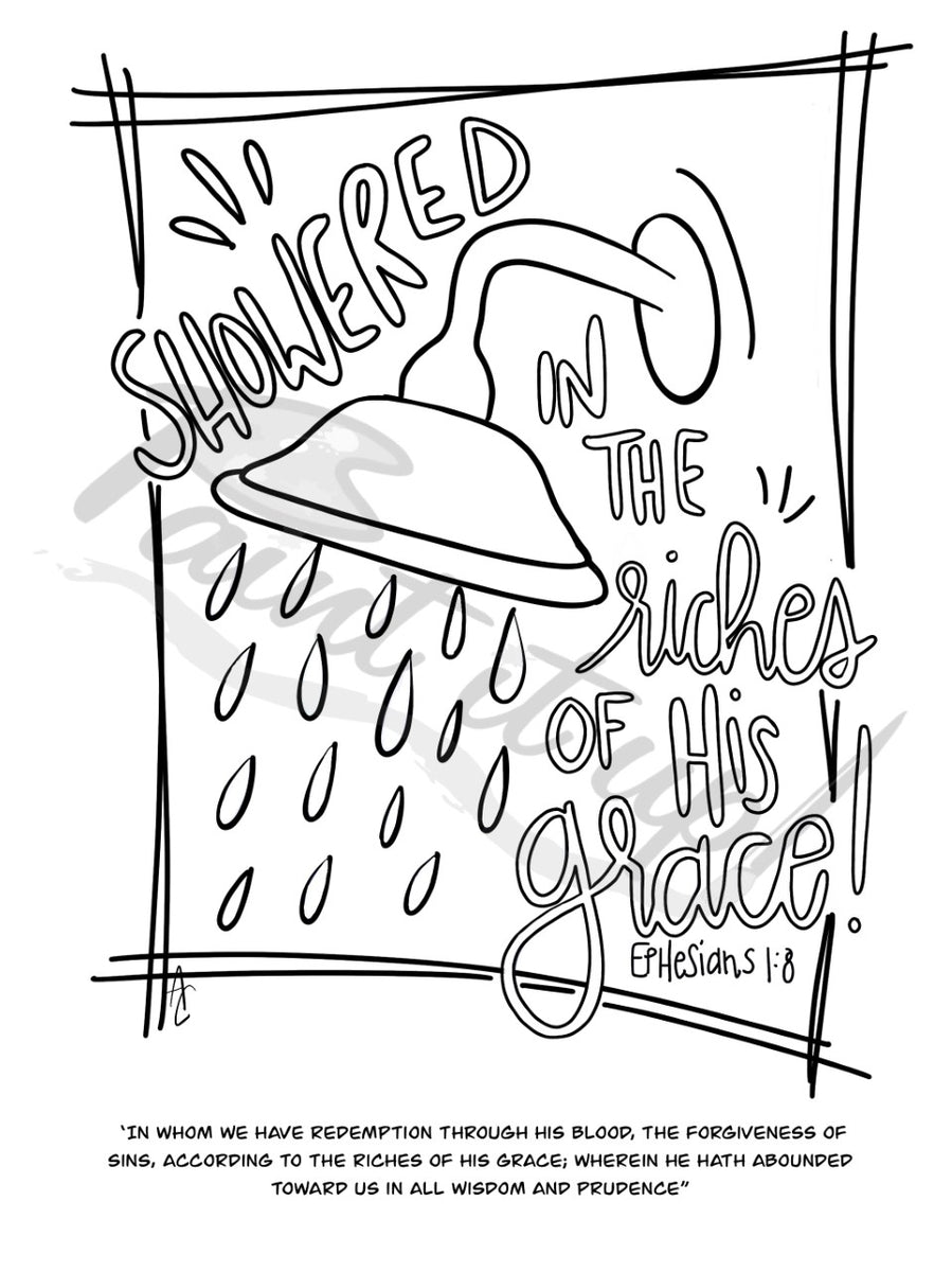 "Showered in God's Grace" Coloring Page Paint it up!